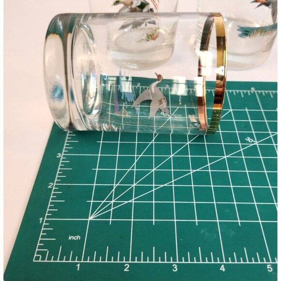 Culver Ned Smith 22k Gold Rim Duck Waterfowl Double Old-Fashioned Glasses Set Of - Picture 4 of 16